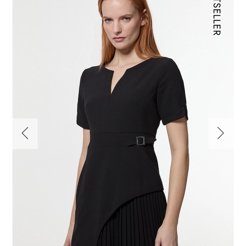 Karen Millen Tailored Military Pleated Short Sleeve Mini Black